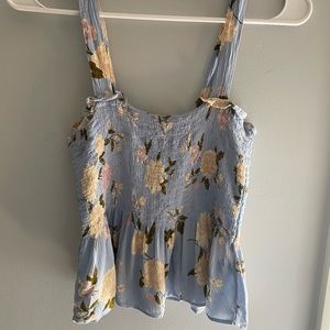 American Eagle blue floral tank top size S